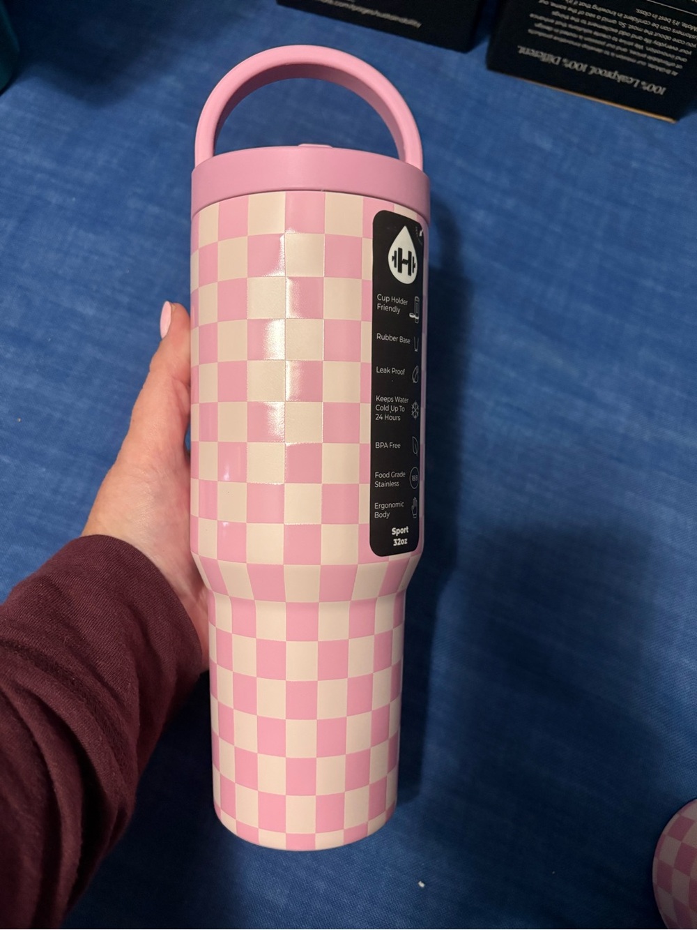 Hydrojug Pink Checkered 32oz Sport Tumbler